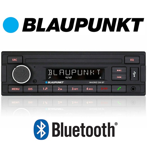 Blaupunkt Madrid 200 BT in car radio with bluetooth USB MP3 AUX input.